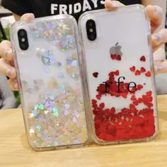 No.58??レッド　ハートホログラムグリッターラメ?クリアーケース265