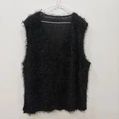 ファー風黒ノースリーブベスト Mサイズ