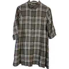 匿名配送☆マドモアゼルノンノン　麻　リネン　チェック柄ボタン付きワンピース