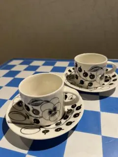 ARABIAブラックパラティッシコーヒーカップ&ソーサー2セット(旧ロゴ)のサムネイル
