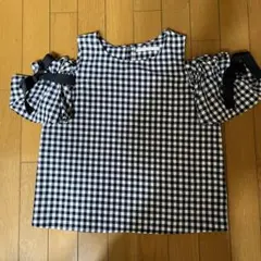 Spinns オフショルダー チェック柄シャツ