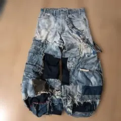 希少y2kリーバイスLEVI'SリメイクパッチワークバギーパンツボンタンUSA製