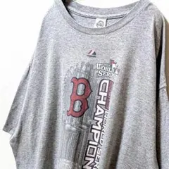 デルタ MLBボストンレッドソックス デカロゴ Tシャツ グレー灰色XL古着