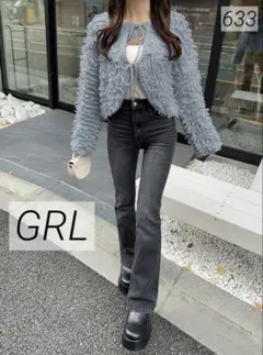 m*様 633 GRL グレイル ダブルリボンループ編みニットカーディガン