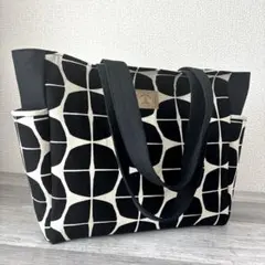 ✢︎ サイドポケット付きトートバッグ　北欧柄　幾何学　ハンドメイド✢︎