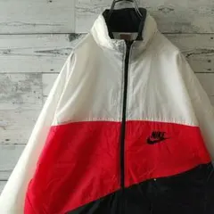 希少☆90s ナイキ 刺繍ロゴ マルチカラーフード付 ナイロンジャケット L