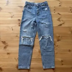 ZARA ダメージ加工 ライトブルーデニムパンツ EUR36