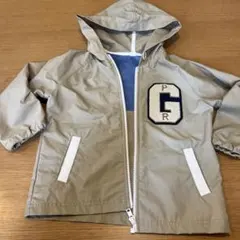 ベージュ フード付き ナイロンジャケット S