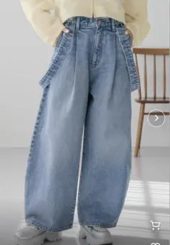 ローリーズファーム　ワイドデニムパンツ サイドストラップ