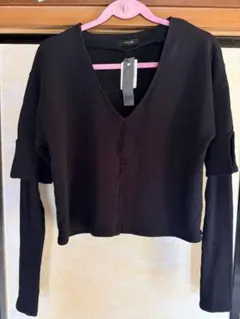 JEANASIS 黒 長袖 Vネック トップス