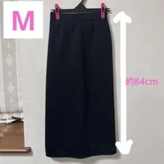 しまむら LUNACION ロング タイト スカート ドット柄 水玉 M 黒