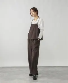 ◆2/8まで値下げ 新品未使用 サロペット＊長袖Tシャツセット M ブラウン