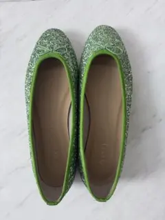 LE TALON グリーン グリッター バレエシューズ