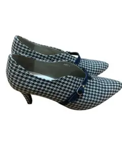 美品オリエンタルトラフィック 千鳥格子 パンプス 人気のLネイビーベルト完売品