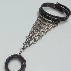 パープル系ビーズとチェーンのブレスレット　ベリーダンス　社交ダンス