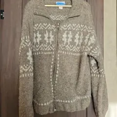 ピュアウール100%ジップアップニット　古着