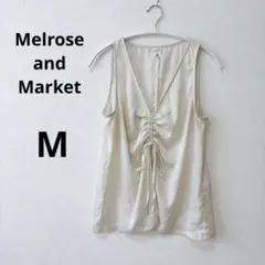 メルローズアンドマーケット トップス ノースリーブ ギャザー M ベージュ 上品