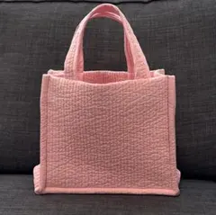 ベビーピンク　ヌビ　トートバッグ　ブックトート　スクエア　バック