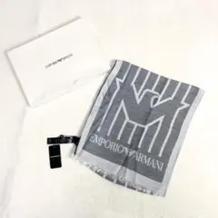 新品タグ付き　エンポリオアルマーニ　大判ストール　デカロゴ　モダール　グレー