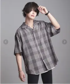 アドラー　extra drapeTR open color shirt　ブラウンのサムネイル