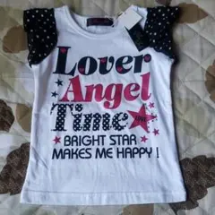 激安！新品【110】ドットフリル袖プリント半袖Tシャツ 白