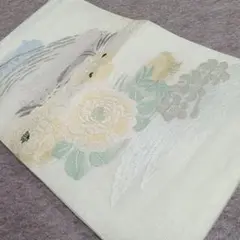 ◆1826◆アンティーク帯　両面全通　夏帯　袋帯　牡丹 　着物帯　和装