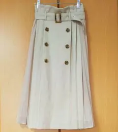 INGNI プリーツ切替 トレンチミディアムスカート ベージュ