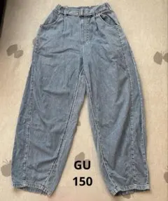 GU GIRLSライトデニムバレルレッグジーンズ 150