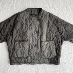 ZARA キルティングジャケット ブルゾン ノーカラー 中綿 切替 ショート丈