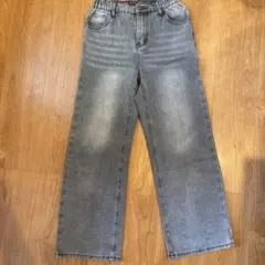 【SHEIN】ワイドジーンズ ダークグレー 11-12Y