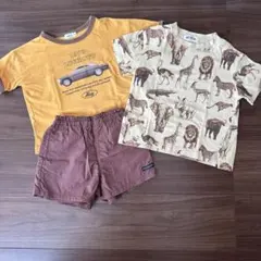 男の子ブラウンコーデ Tシャツ ハーフパンツ