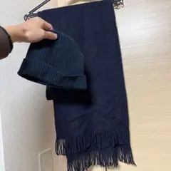 ネイビー ニットビーニー マフラー セット