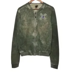 DIESEL ディーゼル　フルジップスウェットトレーナー　刺繍デザイン　グリーン