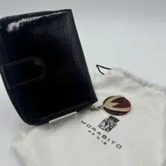 美品 MORABITO モラビト パテントレザー 二つ折り ラウンドジップ 財布