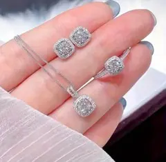 アクセサリー　セット　ネックレス　ピアス　リング　シルバー　結婚式　2次会