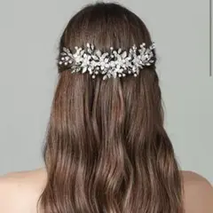 【即発送】【美品】結婚式　ウェディング　髪飾り　シルバー