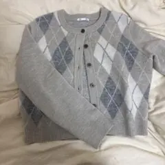 GU アーガイル柄 カーディガン Lサイズ