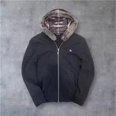 BURBERRY BLACK LABEL ファー パーカー フード サイズ2