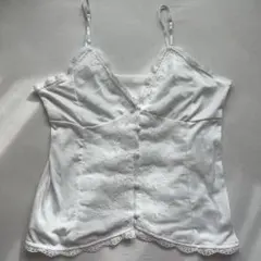 花柄刺繍　レースキャミソール　タンクトップ　白