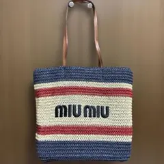 miu miu ストライプ かごバッグ トートバッグのサムネイル