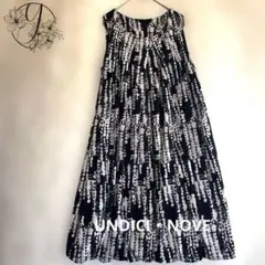 【美品】ウンディッチノーベ 44 総柄ギャザーワンピース 日本製 モノトーンのサムネイル