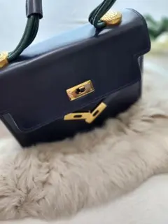 orlandi valentino 高級レザーバッグ イタリア製ブラックネイビー