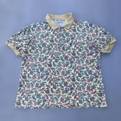 Black & White ポロシャツ　半袖　総柄　花　ペイズリー　古着のサムネイル