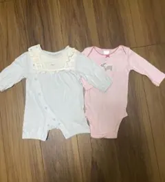 新生児用　ロンパース 2枚セット　ピンク　水色　0-6M 50-60cm