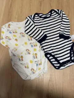 UNIQLO スヌーピー ボーダー ロンパース2枚セット 80cm