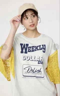 ロデオクラウンズワイドボウル ドッキングレースラッフルTシャツ レース袖のサムネイル