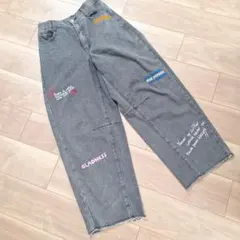 カーブデニムパンツ ブラック Lサイズ