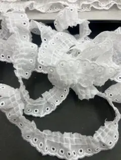 (NT037-2)1反売りー約2㎝巾のオフホワイトの綿フリルレース(10m)