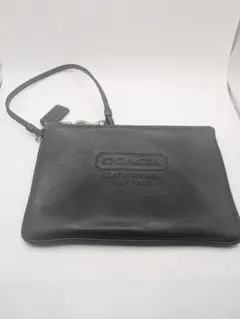 COACH オールドコーチリスレットポーチ黒レザー