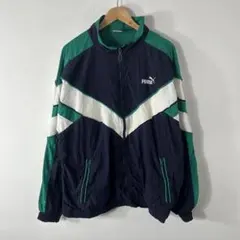 PUMA ナイロンジャケット ネイビー/グリーン